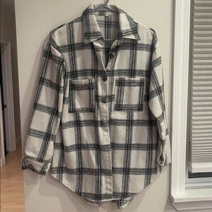 Plaid Button-Up Shirt Jacket